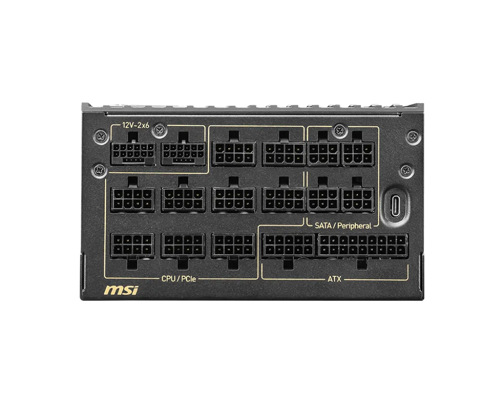 Блок питания MSI 1600W, MEG Ai1600T PCIE5, Full Modular, ATX, 80+ TITANIUM, >94%, Fan 135mm, Черный
