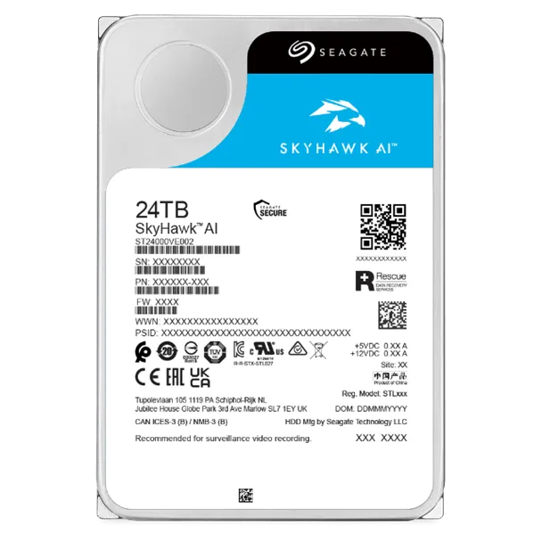 Жесткий диск для видеонаблюдения 24Tb Seagate SkyHawk AI 256Mb 7200rpm SATA3 3.5" ST24000VE002