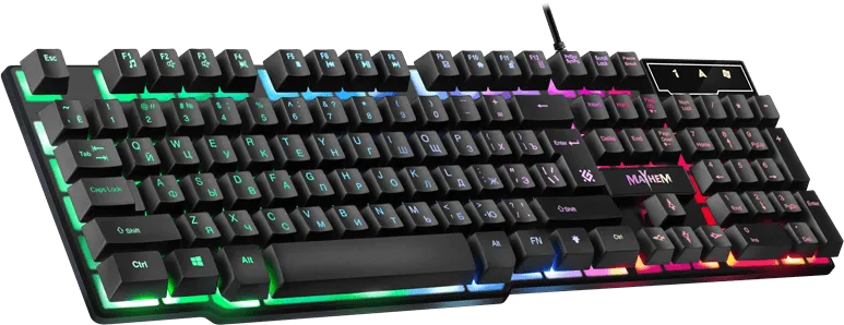 Клавиатура проводная игровая Defender Mayhem GK-360DL, ENG/RUS, USB, RGB подсветка, НОВИНКА!