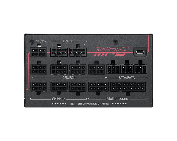 Блок питания MSI 1300W, MPG Ai1300TS PCIE5, Full Modular, ATX, 80+ TITANIUM, >94%, Fan 135mm, Черный