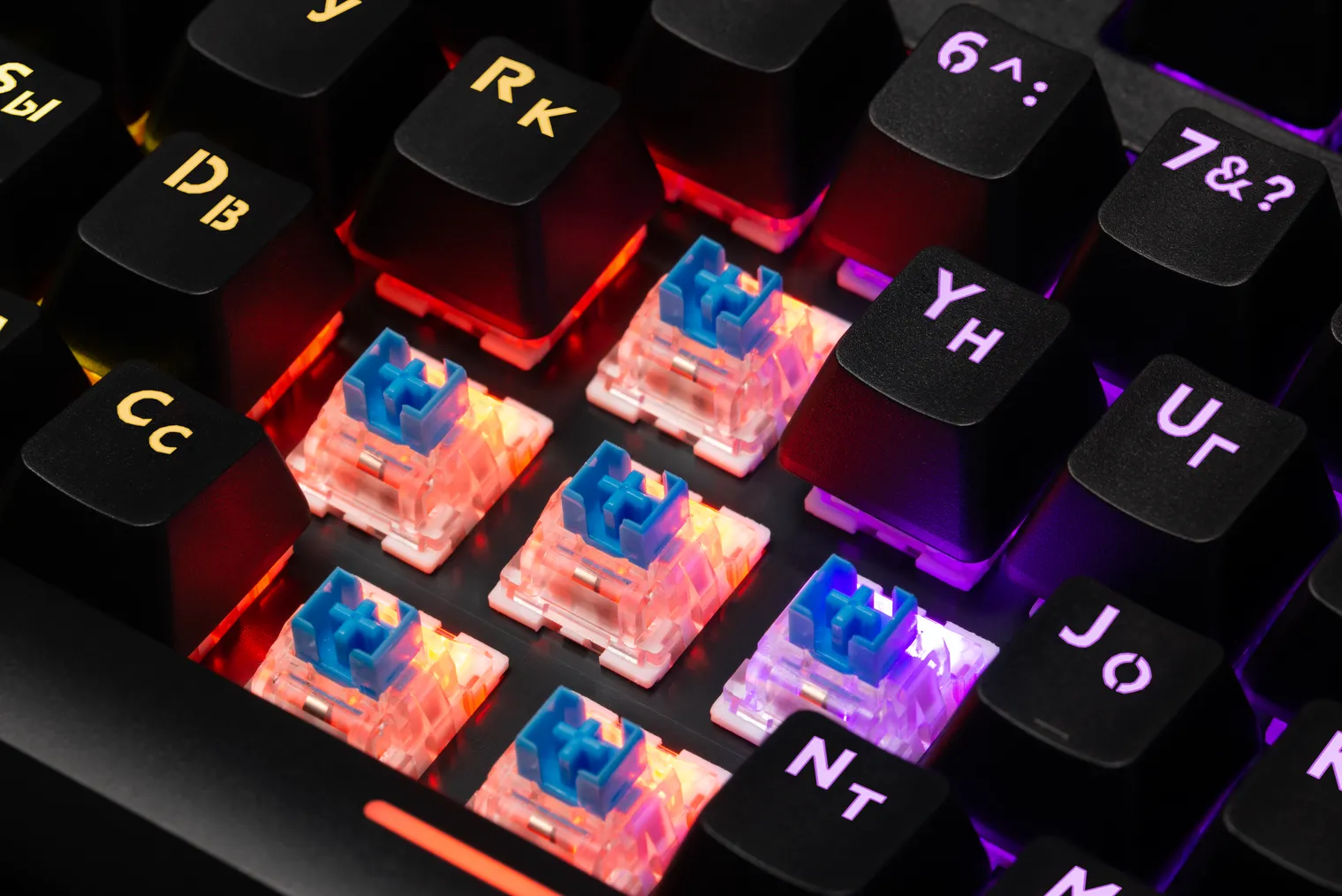 Клавиатура проводная игровая механическая Defender Blitz GK-240L RU,Rainbow (Черный), USB, ENG/RU, Н