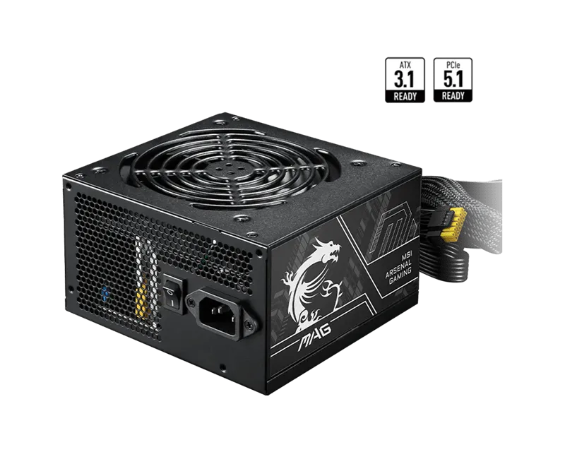 Блок питания MSI  750W, MAG A750BN PCIE5 II, Non Modular, ATX, 80+ BRONZE, >85%, Fan 120mm, Черный