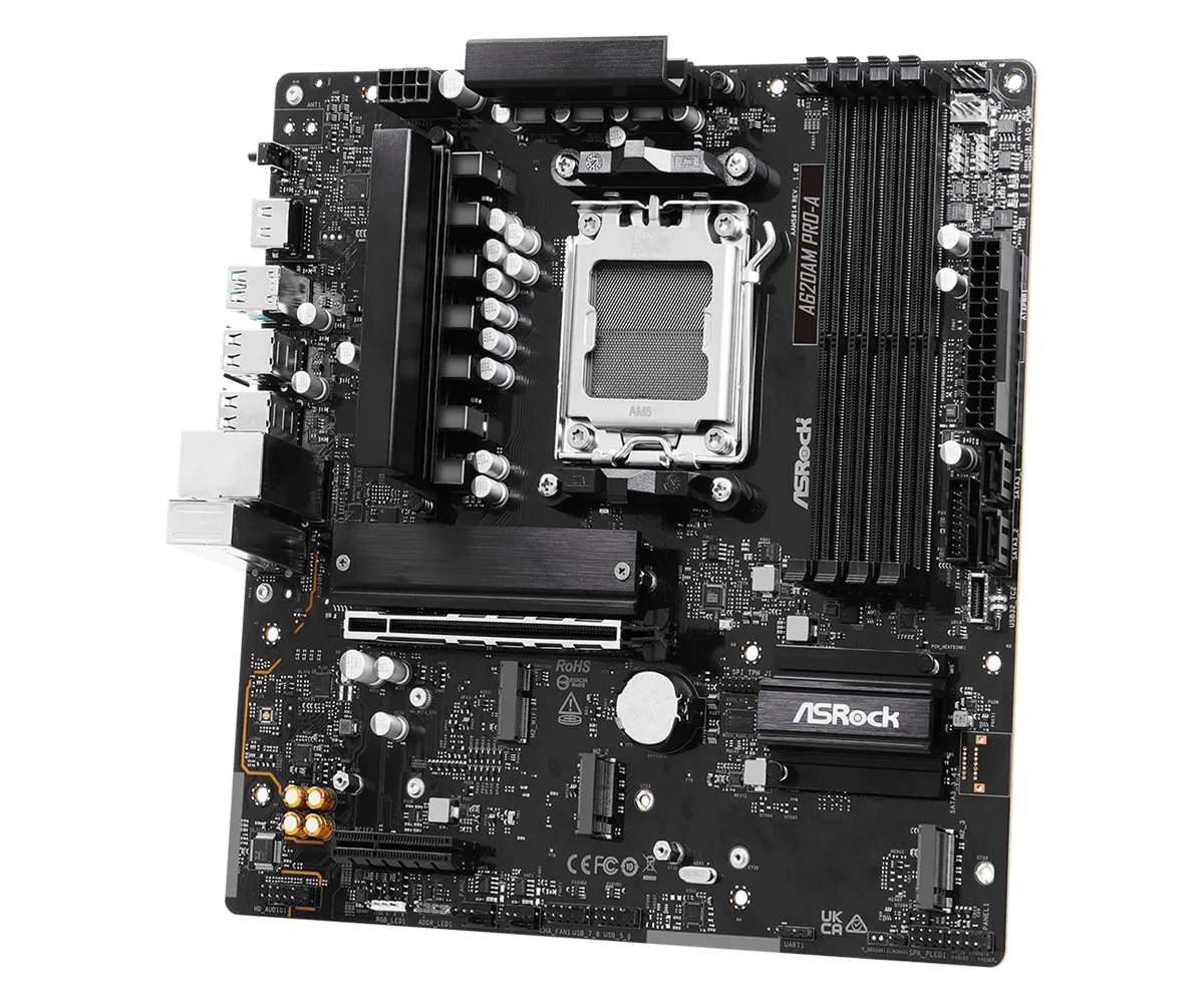 Материнская плата ASRock A620AM PRO-A AM5 4xDDR5 2xSATA3 RAID 3xM.2 Type-C HDMI mATX