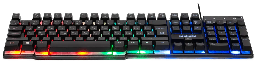 Клавиатура проводная игровая Defender Mayhem GK-360DL, ENG/RUS, USB, RGB подсветка, НОВИНКА!