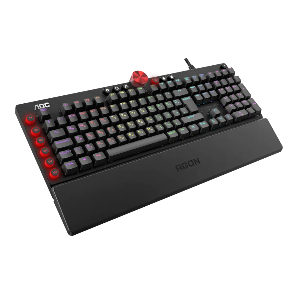 Механическая Игровая Клавиатура AOC AGK700 MX RED CHERRY RGB кабель 1,8м USB2.0 AGK700DR2R
