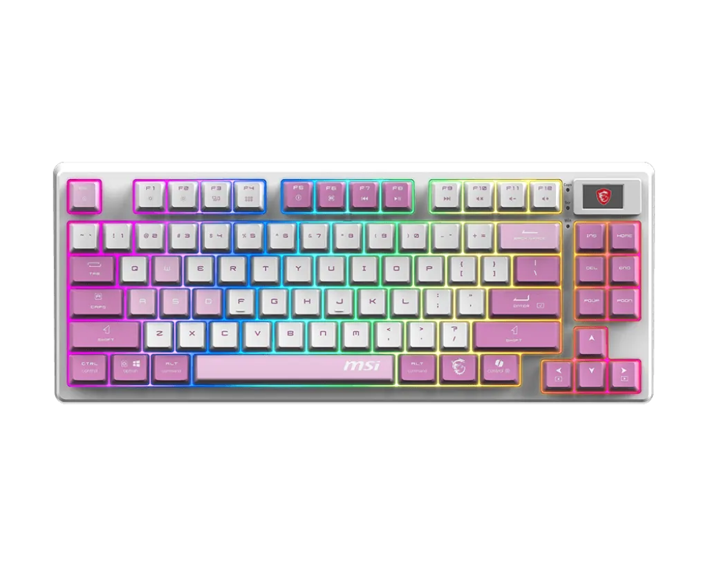 Игровая Клавиатура MSI FORGE GK600 TKL W VIOLET RU, Механическая/WIFI/BT/USB2.0/RGB/83кл/1.8м VIOLET