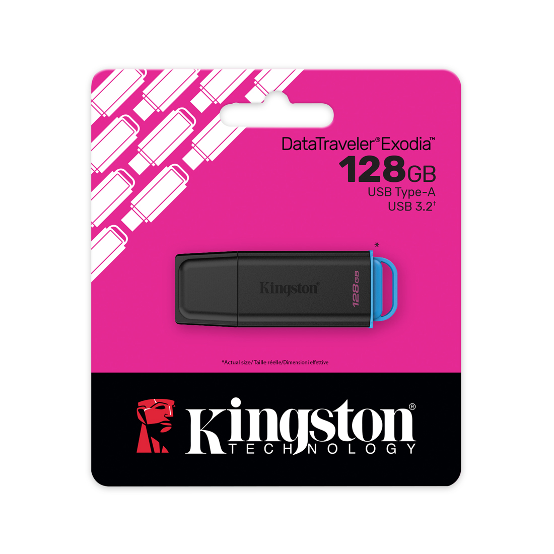USB-накопитель Kingston DTXG2/128GB 128GB Чёрный/Голубой
