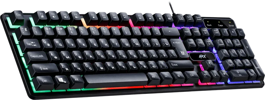 Клавиатура проводная игровая Defender Arx GK-196L, ENG/RUS, USB, радужная подсветка, НОВИНКА!