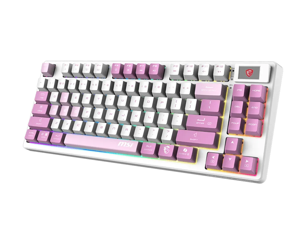 Игровая Клавиатура MSI FORGE GK600 TKL W VIOLET RU, Механическая/WIFI/BT/USB2.0/RGB/83кл/1.8м VIOLET