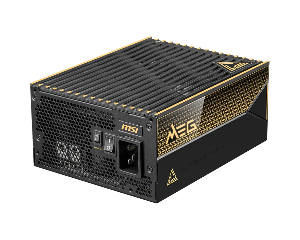 Блок питания MSI 1600W, MEG Ai1600T PCIE5, Full Modular, ATX, 80+ TITANIUM, >94%, Fan 135mm, Черный