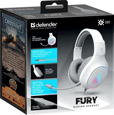 Наушники с микрофоном Defender Fury белый