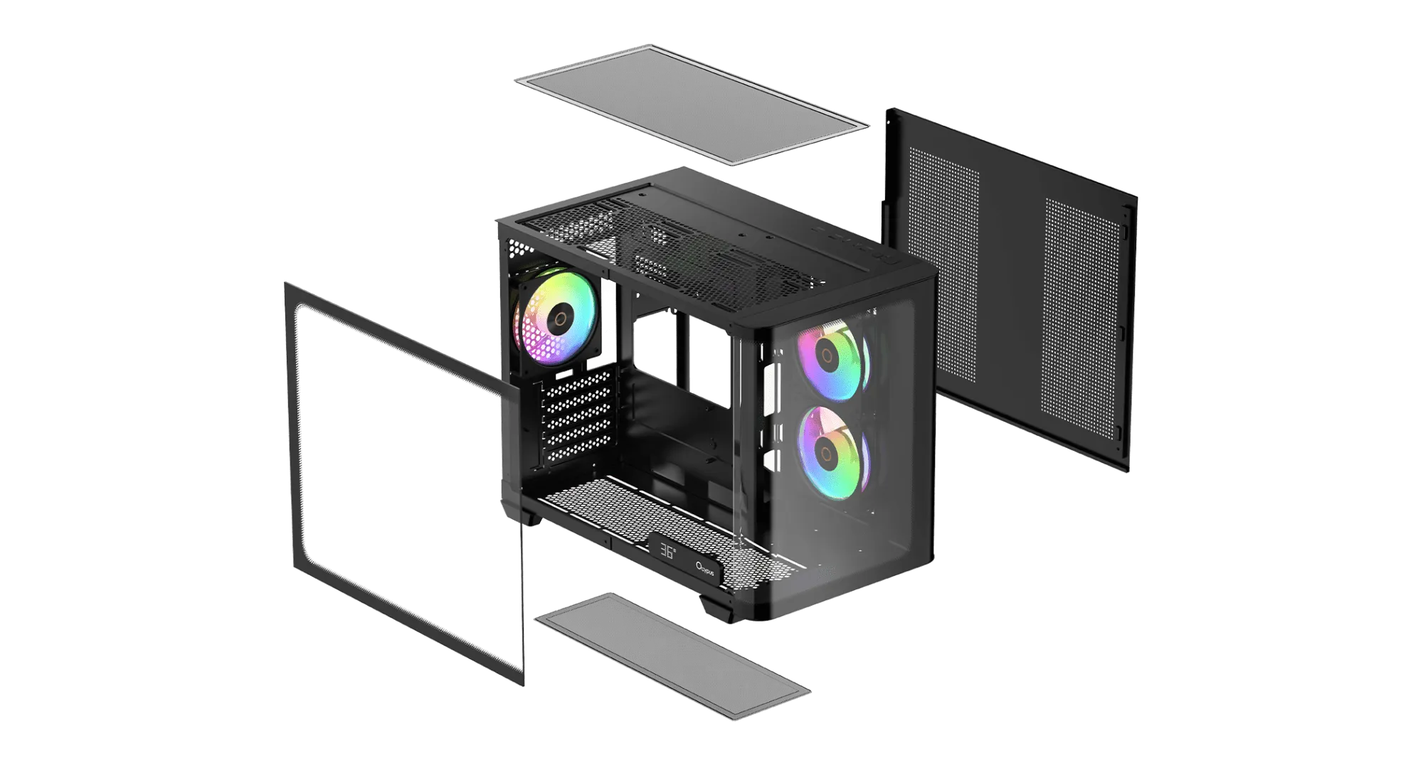Корпус Ocypus Iota C50 BK Curve ARGB Digital mATX/ITX 2xUSB Type-C Черный Iota-C50-BKD300CD-GL