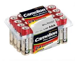 Батарейка CAMELION Тип батареи AAA (Мизинчиковая) Plus Alkaline AAA 1.5V 1250 mAh 24 шт., LR03-PB24
