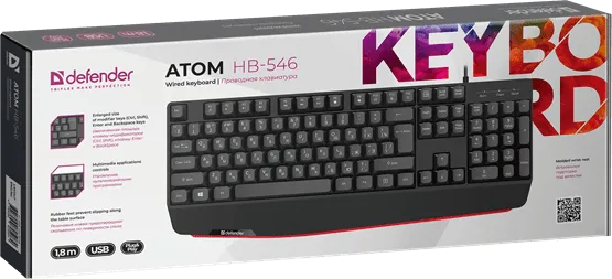 Клавиатура USB Defender Atom HB-546 черный