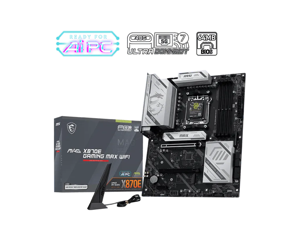 Материнская плата MSI MAG X870E GAMING MAX WIFI AM5 4xDDR5 4xSATA3 RAID 3xM.2 HDMI 2xType-C ATX
