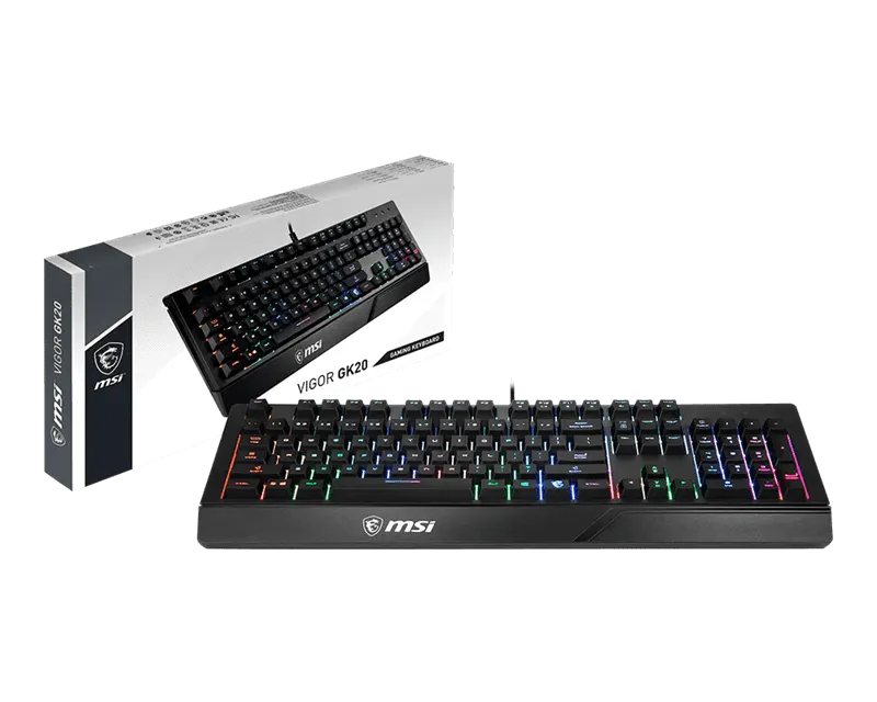Игровая Клавиатура MSI Vigor GK20 RU, 108 клавиш, RGB SHOW,  кабель 1,8м, USB2.0