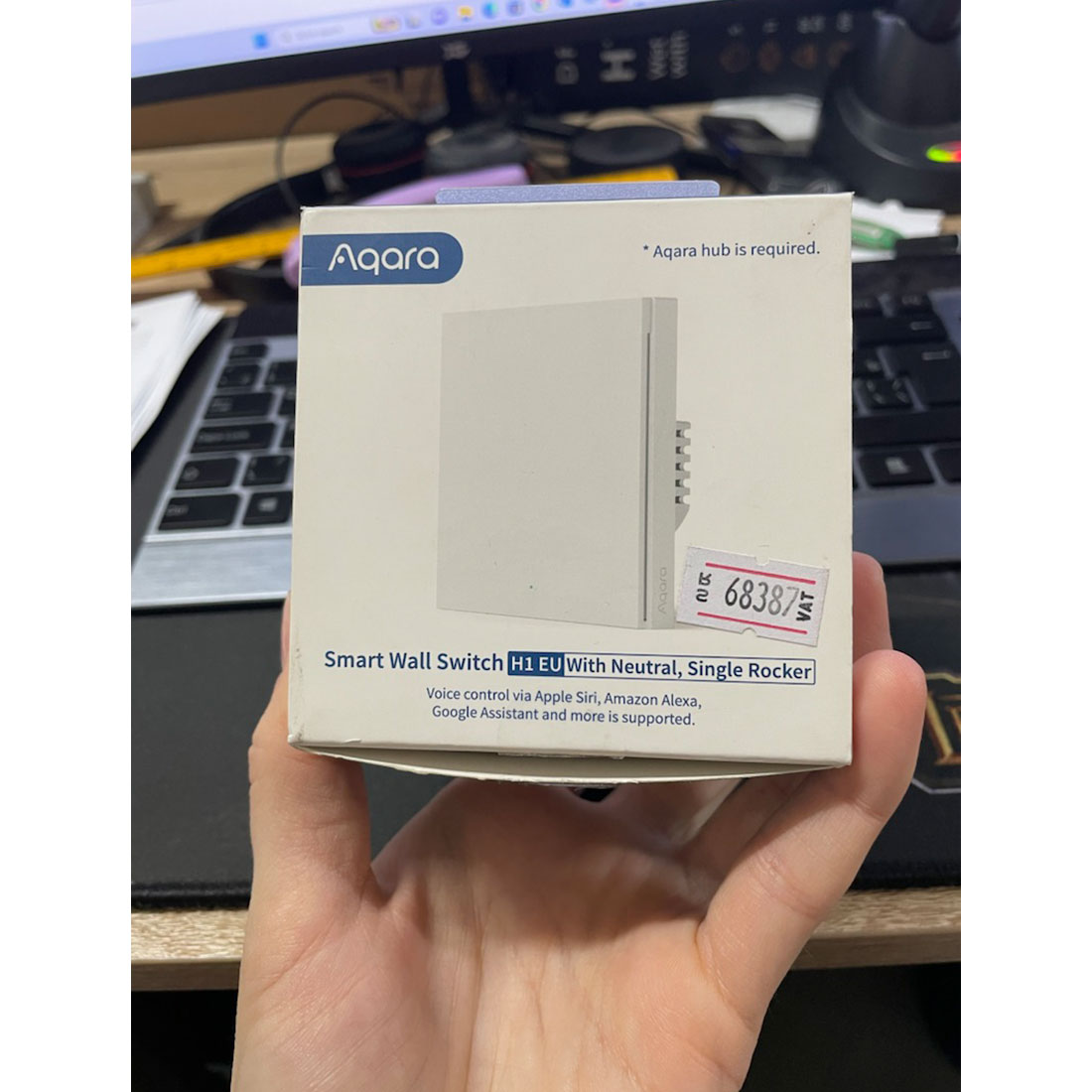 Настенный выключатель одноклавишный Aqara Smart Wall Switch H1 (With Neutral, Single Rocker)
