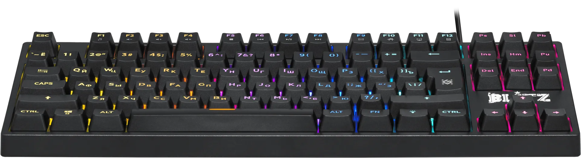 Клавиатура проводная игровая механическая Defender Blitz GK-240L RU,Rainbow (Черный), USB, ENG/RU, Н